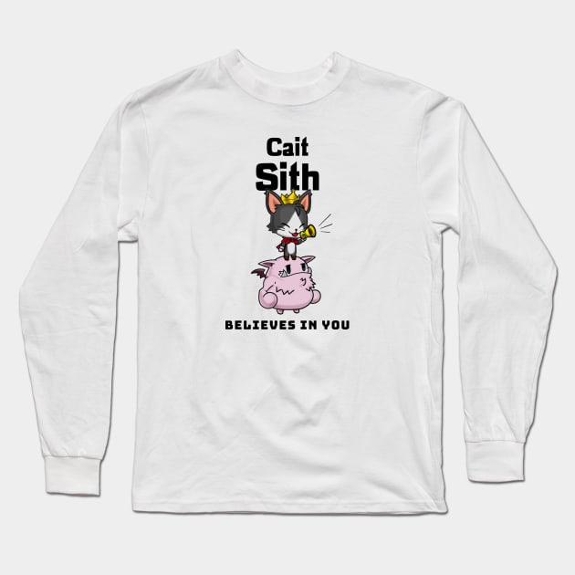 Chibi Cait Sith Believes In You Final Fantasy 7 Long Sleeve T-Shirt by Gamers Utopia